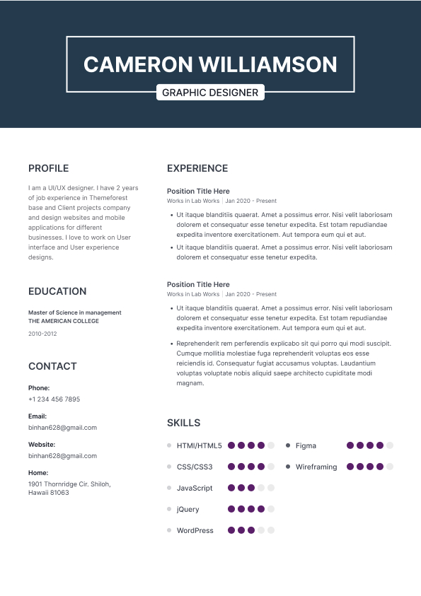 Resume Template Vertex